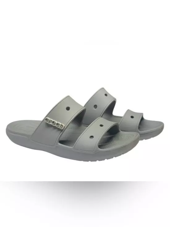 Crocs Classic Slide Sandals Women 12 Mens 10 Double Strap Grey‎